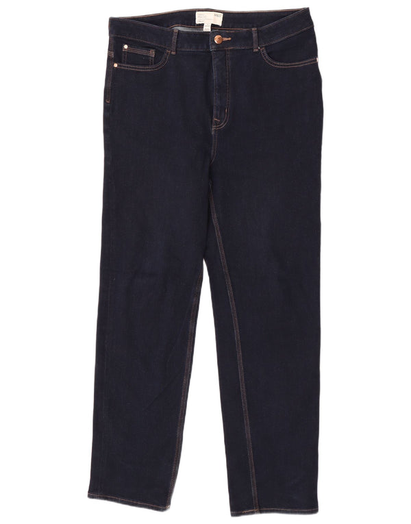 Marks & Spencer Γυναικεία Straight Jeans UK 16 Large W34 L30 Navy Blue Cotton