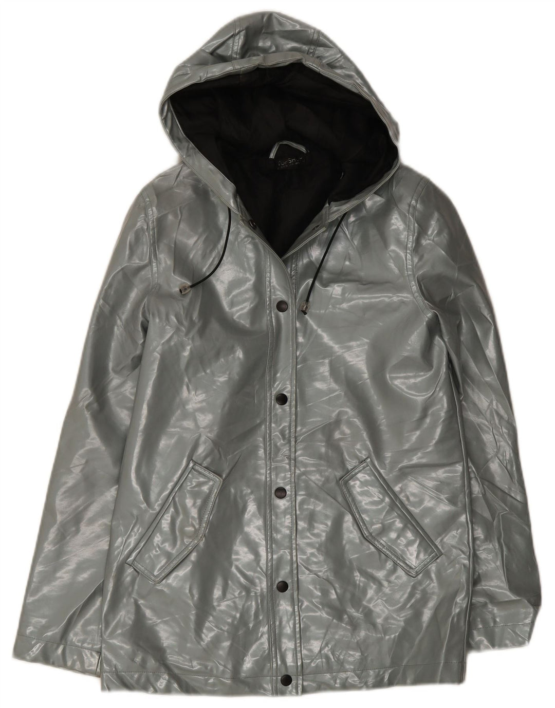 Topshop Γυναικείο μπουφάν βροχής με κουκούλα UK 8 Small Grey Polyester