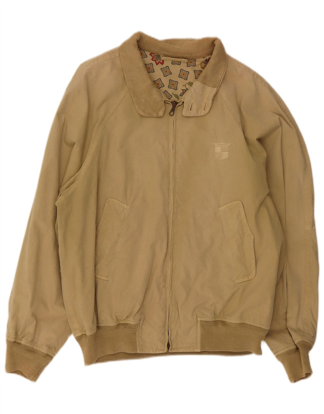 Vintage Ανδρικό Bomber Jacket UK 40 Large Beige Βαμβακερό