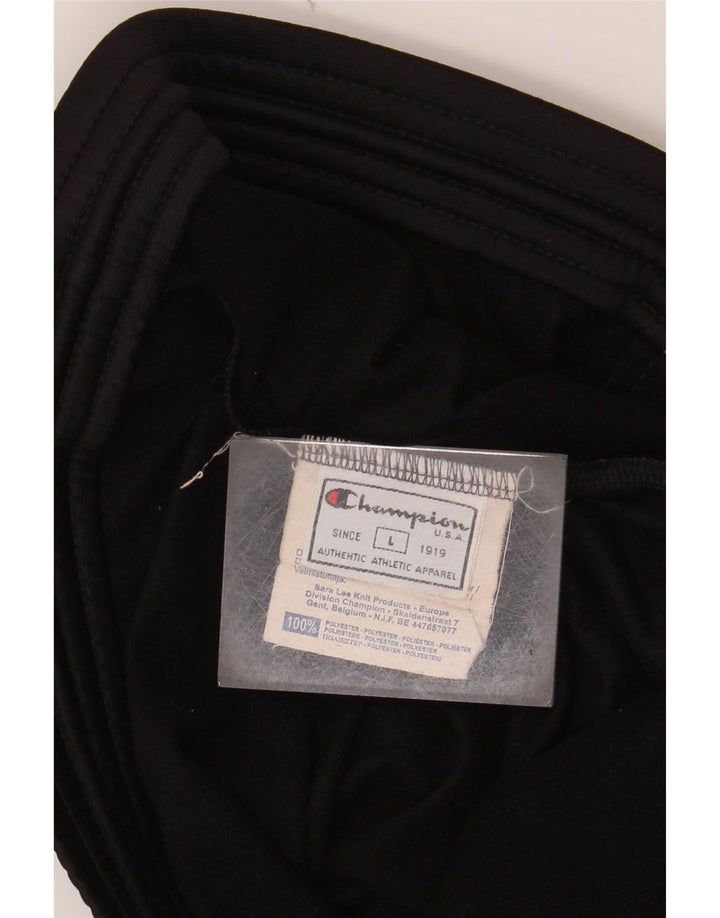 CHAMPION Mens Graphic Tracksuit Trousers Large  Black Polyester
