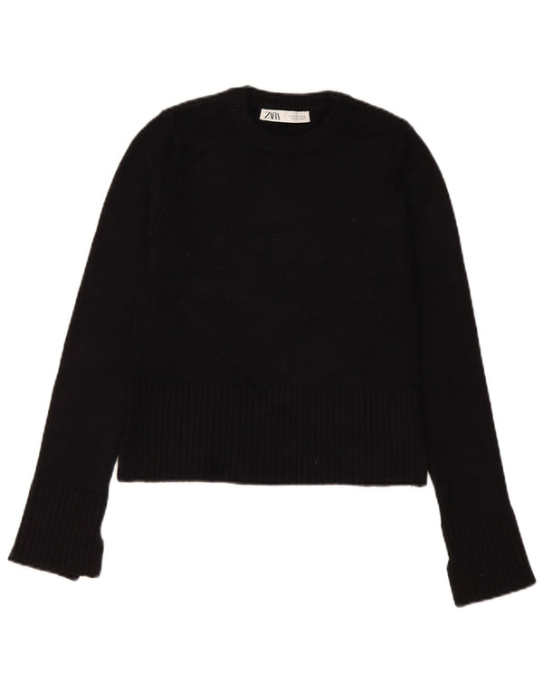 Zara Γυναικείο πουλόβερ με λαιμόκοψη Crop Crop UK 6 XS Μαύρο