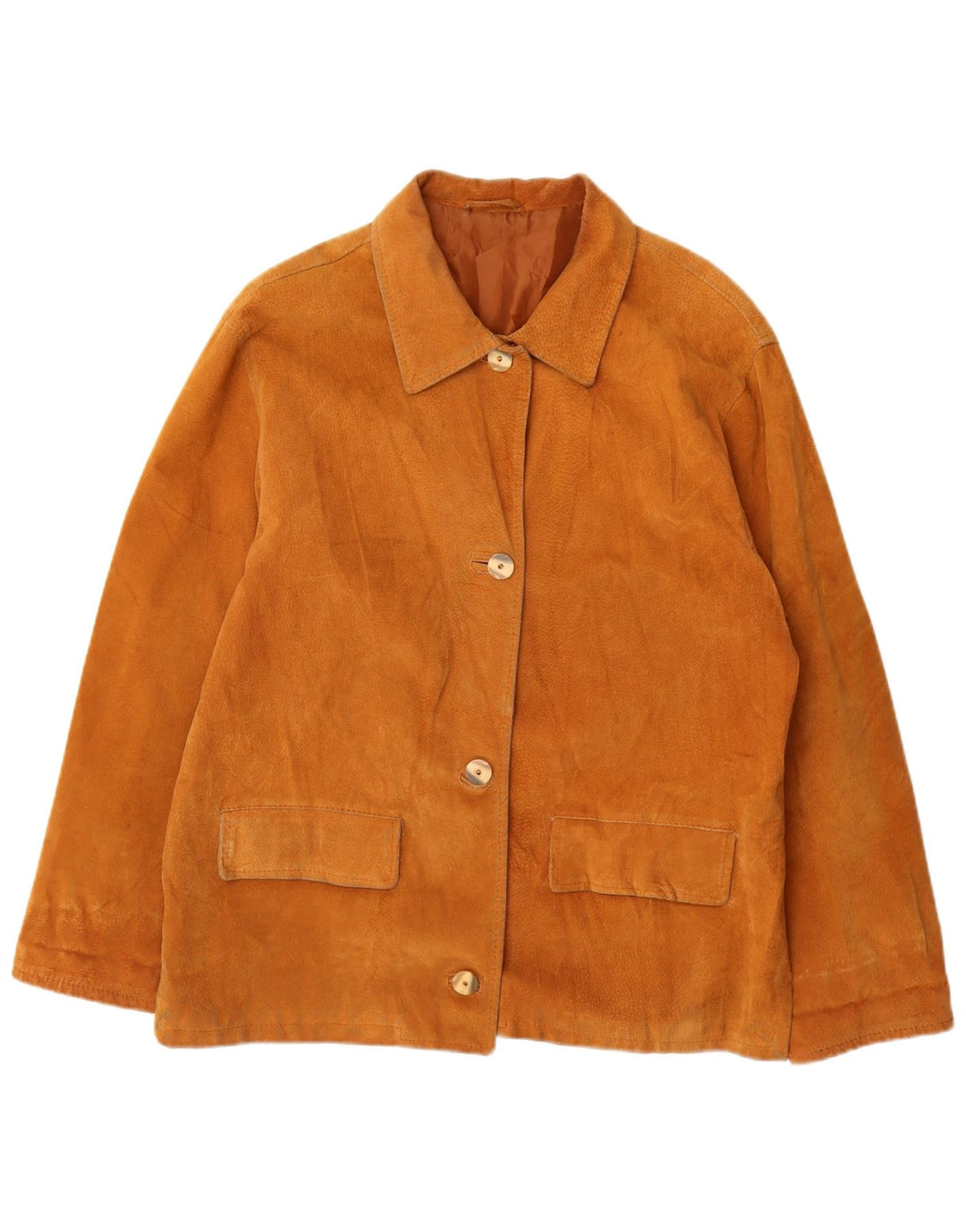 VINTAGE Γυναικείο Suede Jacket UK 14 Δερμάτινο μεσαίο καφέ