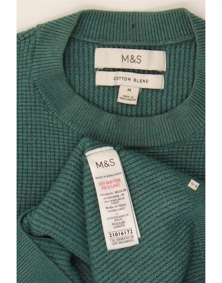 Marks & Spencer Ανδρικό πουλόβερ με λαιμόκοψη μεσαίου πράσινου πολυεστέρα