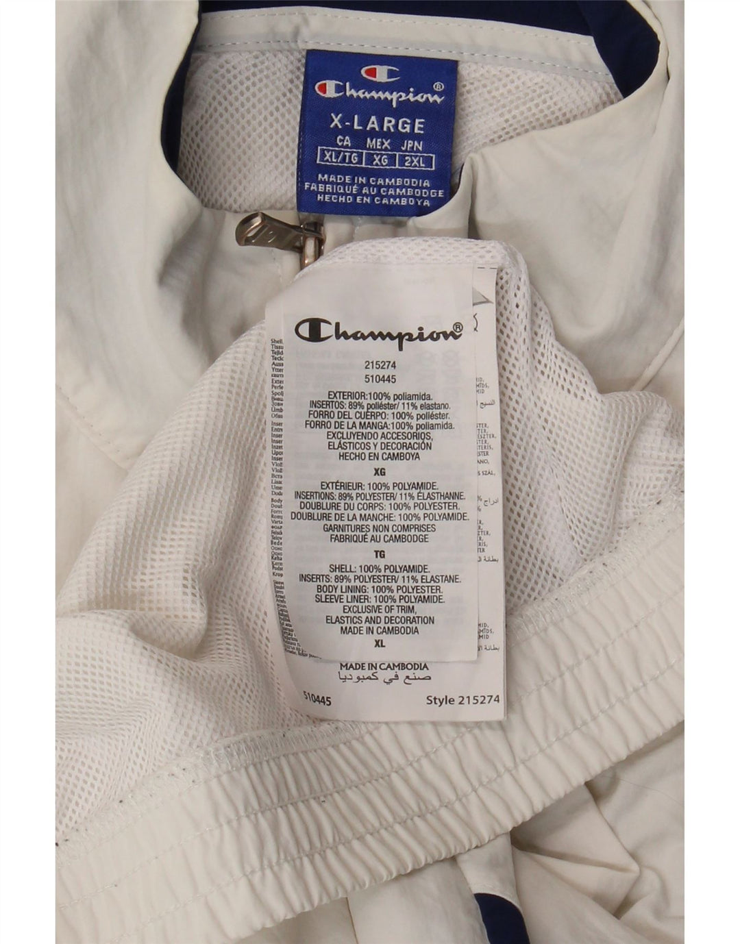 CHAMPION Ανδρική φόρμα φόρμας γραφικών Top Jacket XL White Colourblock Polyamide