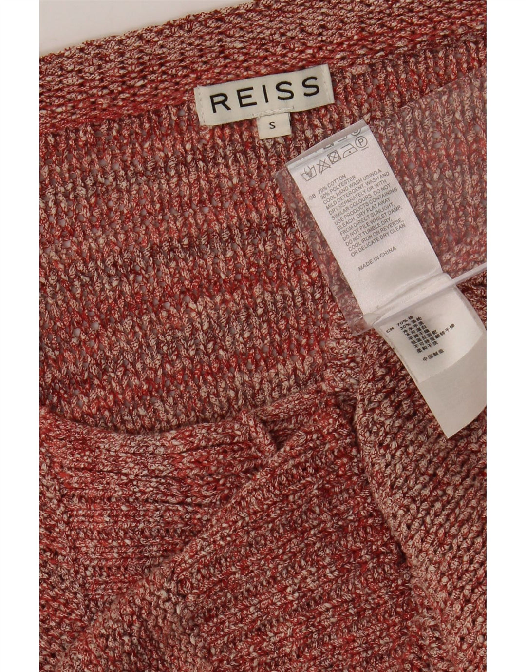 Γυναικείο πουλόβερ REISS Crop Cardigan UK 10 Small μπορντό βαμβακερό
