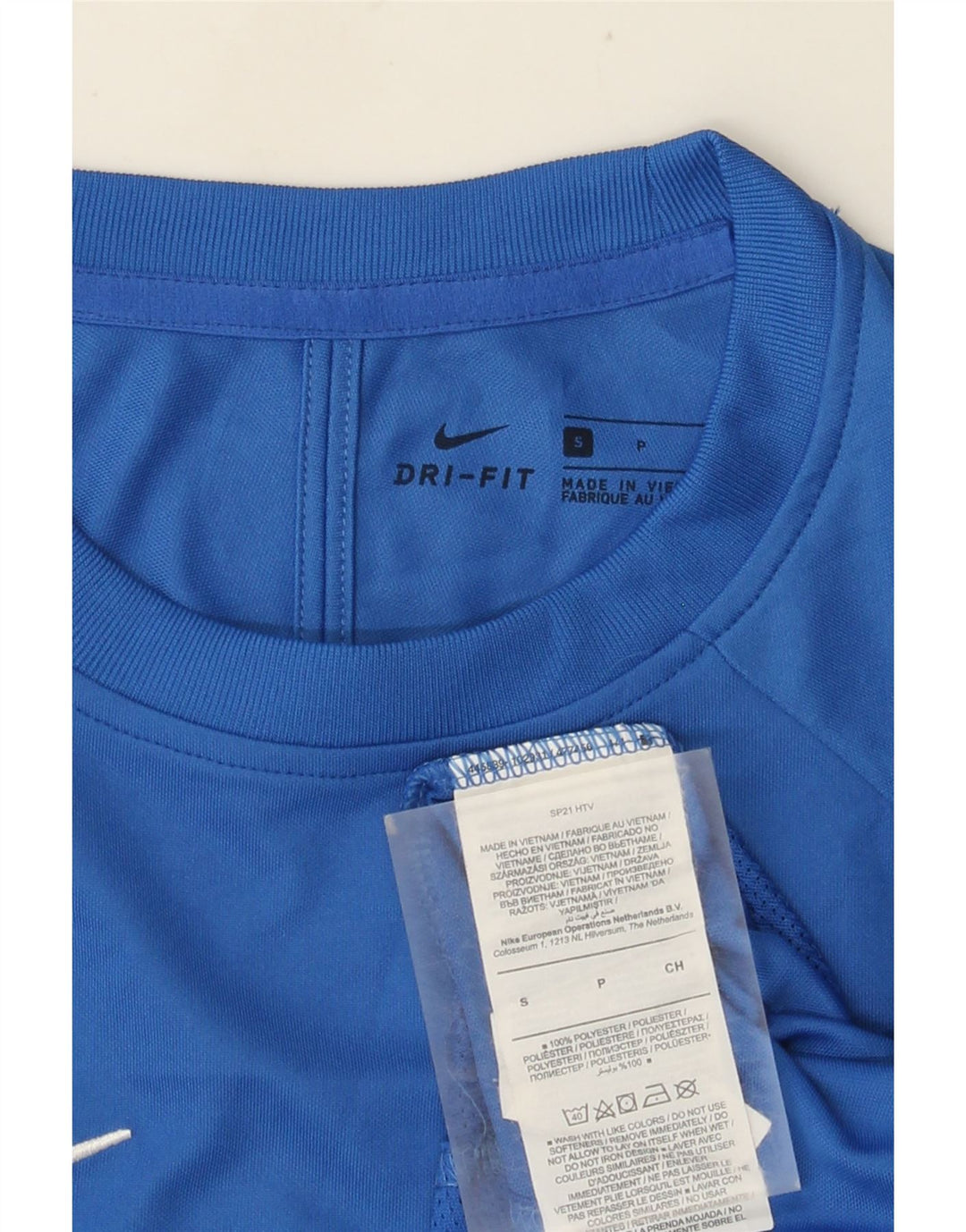 Ανδρικό μπλουζάκι NIKE Dri Fit Top Small Blue Colorblock Polyester