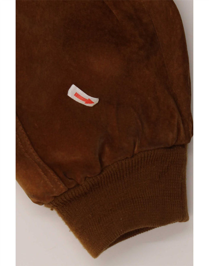 Vintage Ανδρικό Suede Bomber Jacket UK 40 Large Brown Polyester