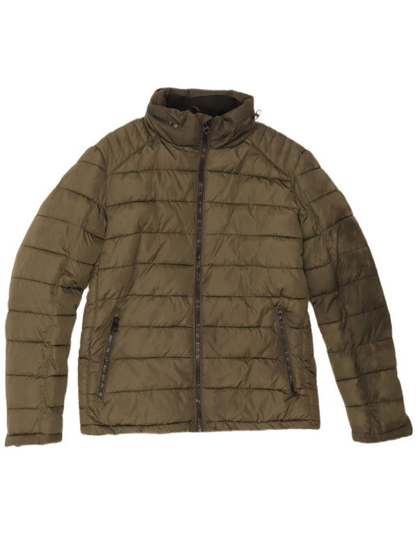 Zara Ανδρικό μπουφάν με κουκούλα UK 40 Large Khaki Polyester