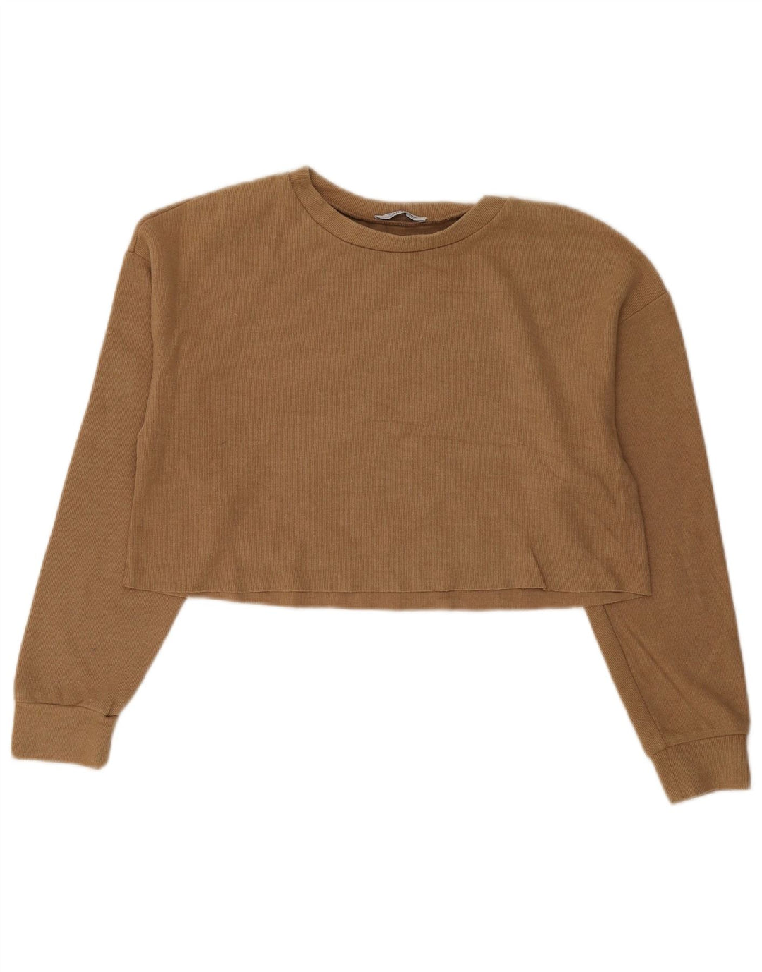 Zara Womens Trafaluc Oversized Crop Top Μικρό καφέ βαμβακερό