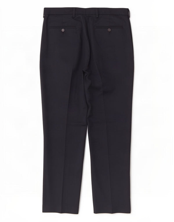 Marks & Spencer Mens Regular Suit Trousers W36 L31 Navy Blue Polyester
