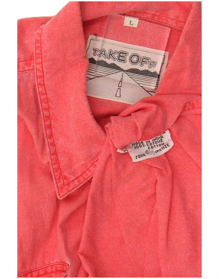 Vintage Ανδρικό πουκάμισο Relaxed Fit μεγάλο ροζ βαμβακερό