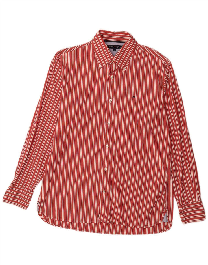 Ανδρικό πουκάμισο Tommy Hilfiger, Βαμβακερό μεσαίο κόκκινο ριγέ