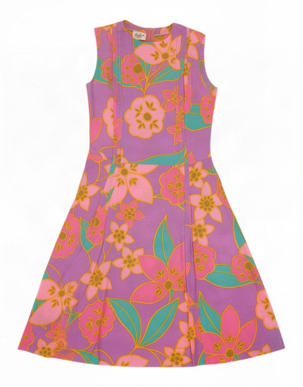 Luisa Spagnoli Womens Sleeveless A-Line Dress UK 12 Medium Purple Floral
