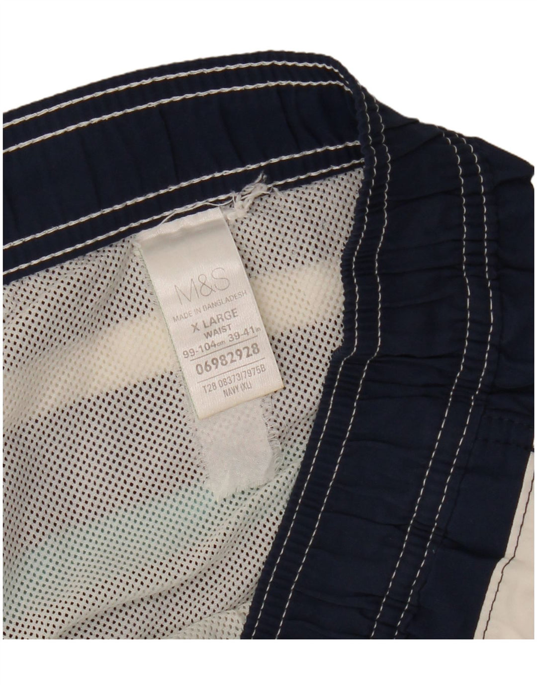 Ανδρικό σορτς κολύμβησης Marks & Spencer XL Navy Blue ριγέ πολυεστέρα