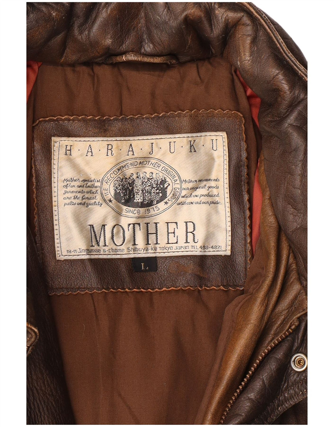 Harajuku Mother Ανδρικό Δερμάτινο Μπουφάν UK 40 Large Brown Δερμάτινο