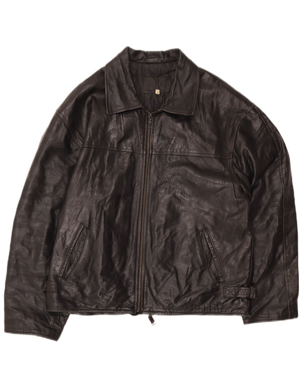 VINTAGE Γυναικείο Δερμάτινο Μπουφάν IT 54 3XL Μαύρο