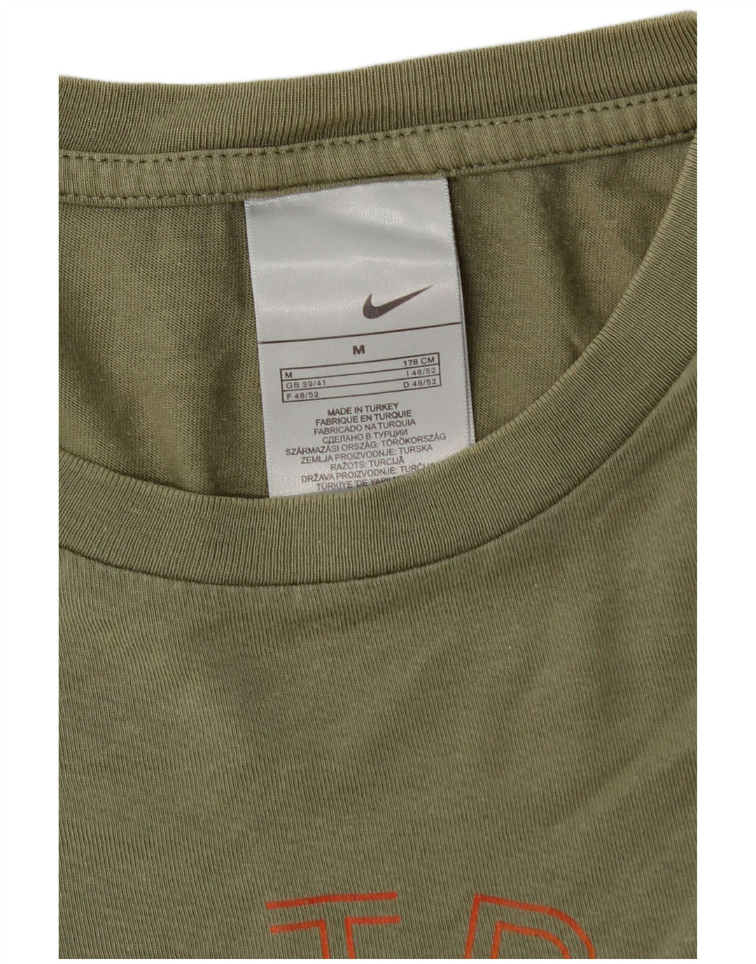 Ανδρικό γραφικό μπλουζάκι NIKE Top UK 39/41 Μεσαίο βαμβακερό χακί