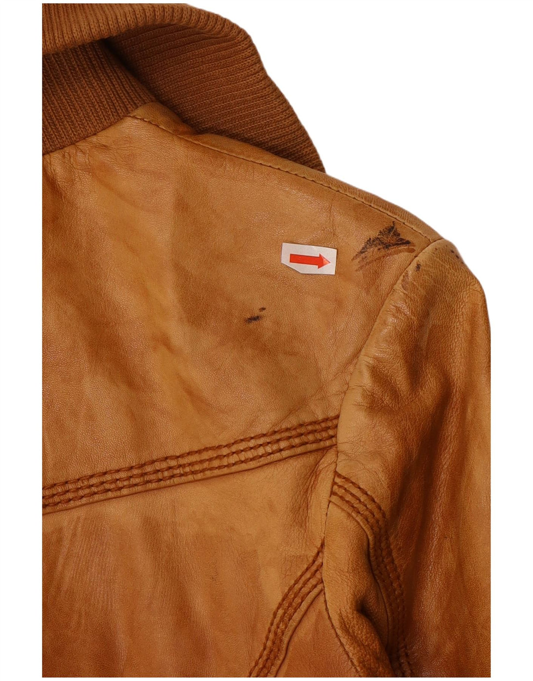 BERSHKA Γυναικείο Δερμάτινο Μπουφάν UK 12 Δερμάτινο Μεσαίο Καφέ