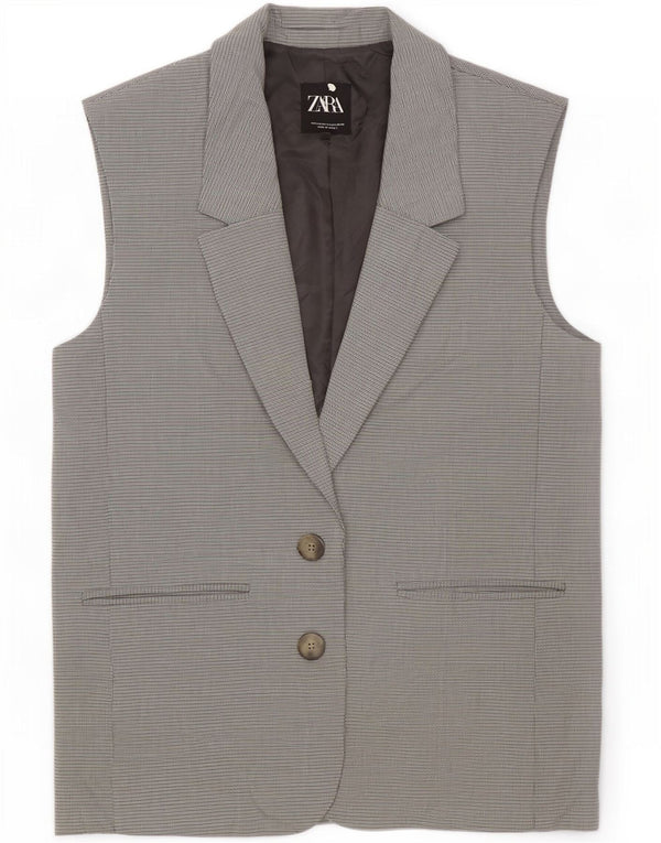 Zara Γυναικείο Αμάνικο Μπουφάν UK 10 Small Grey Check