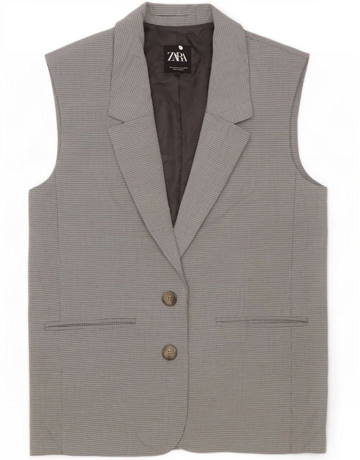 Zara Γυναικείο Αμάνικο Μπουφάν UK 10 Small Grey Check