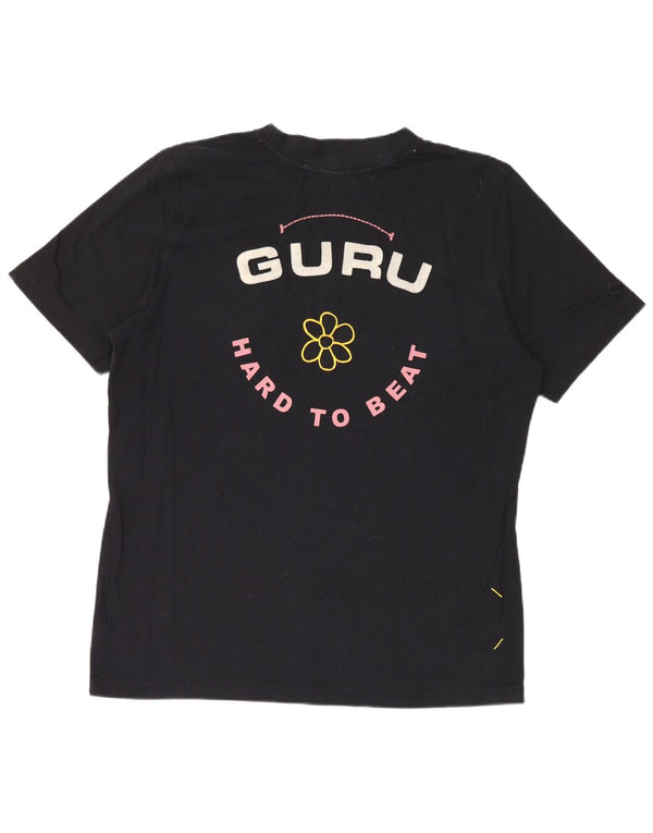 Guru Womens Graphic T-Shirt Top UK 20 2XL Black Cotton