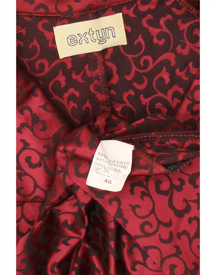 EXTYN Womens 4 Button Blazer Jacket IT 46 Large Burgundy Paisley Acetate Vintage Extyn and Second-Hand Extyn from Messina Hembry 