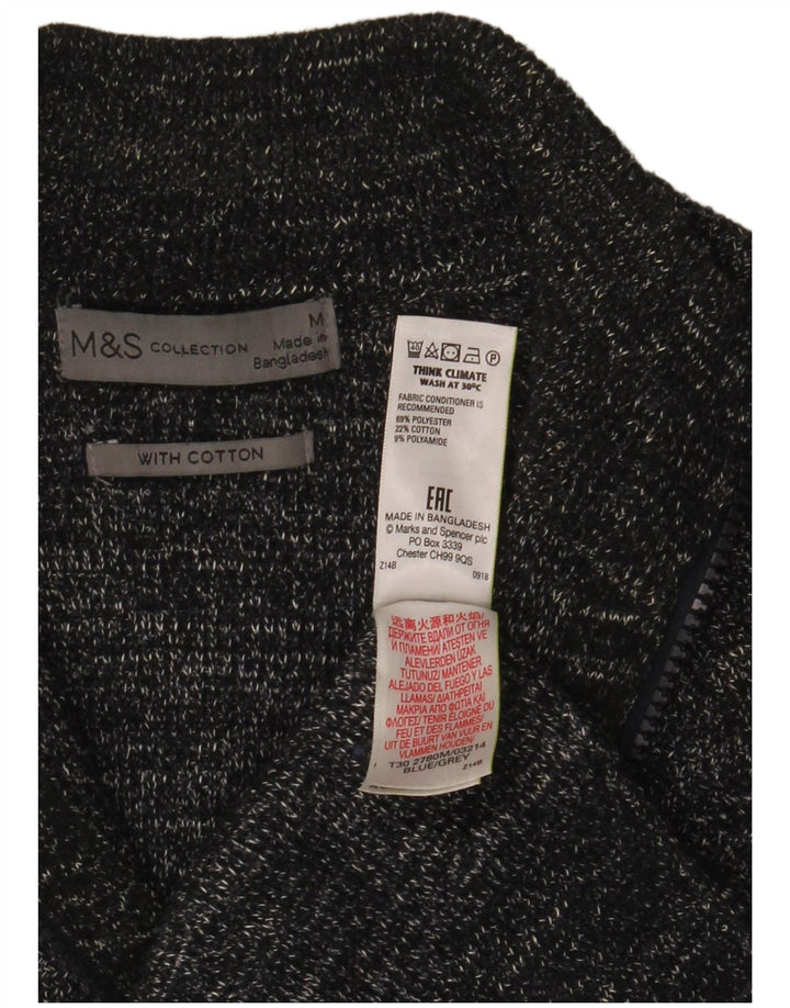 Ανδρικό πουλόβερ ζακέτα Marks & Spencer με μεσαίο γκρι πολυεστέρα