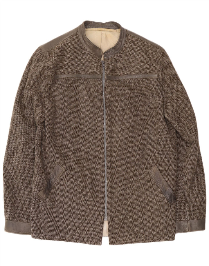 Vintage Ανδρικό Bomber Jacket UK 38 Medium Grey Ψαροκόκκαλο