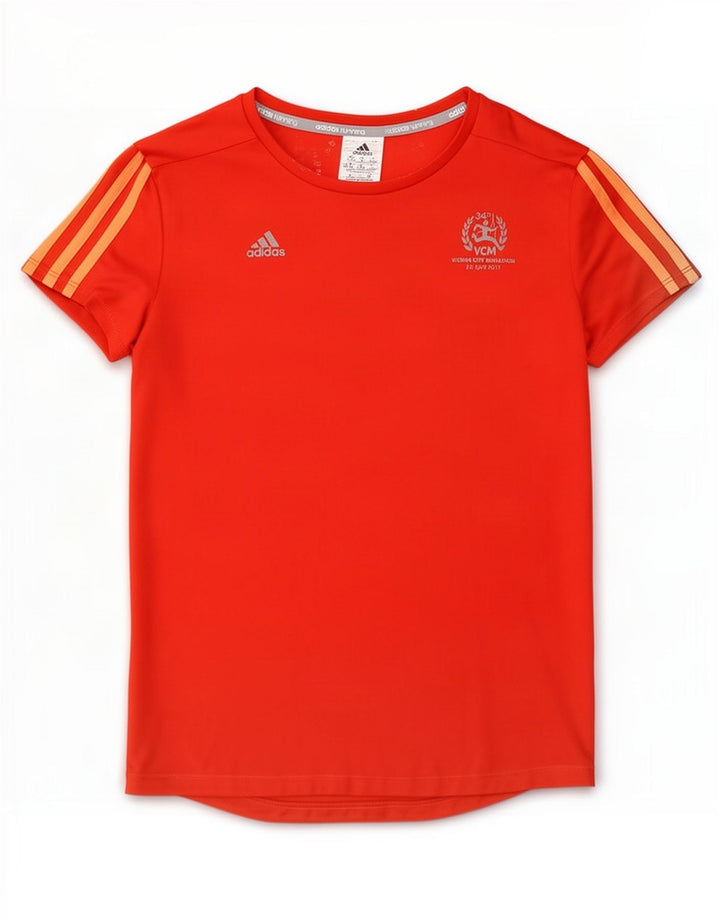 Γυναικείο γραφικό μπλουζάκι Adidas Running Top UK 12/14 Μεσαίο πορτοκαλί πολυεστέρας