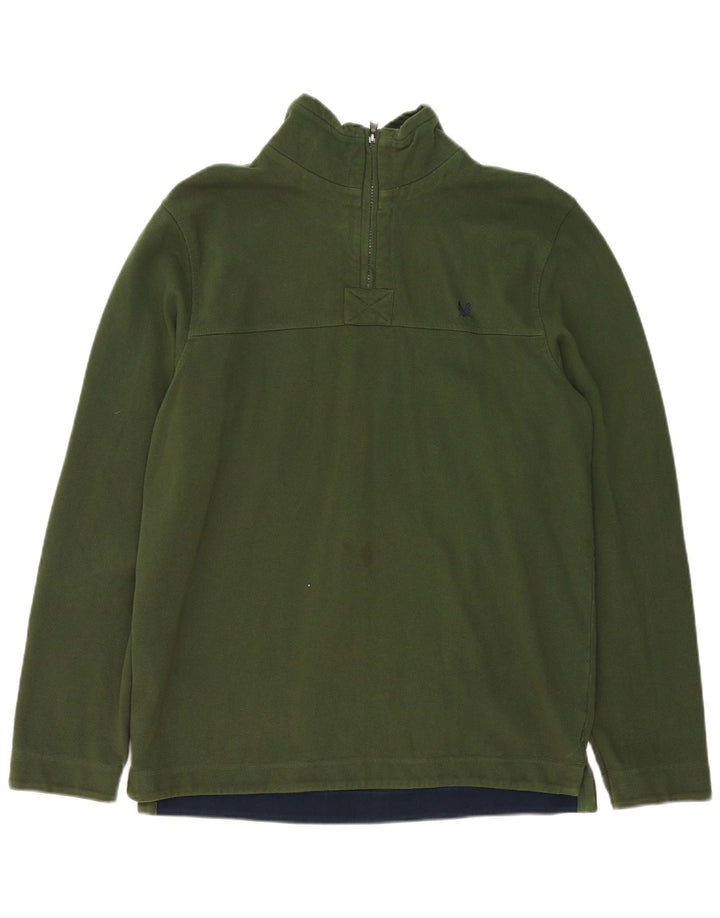 Ανδρικό φούτερ με φερμουάρ Crew Clothing, μεσαίο πράσινο βαμβακερό
