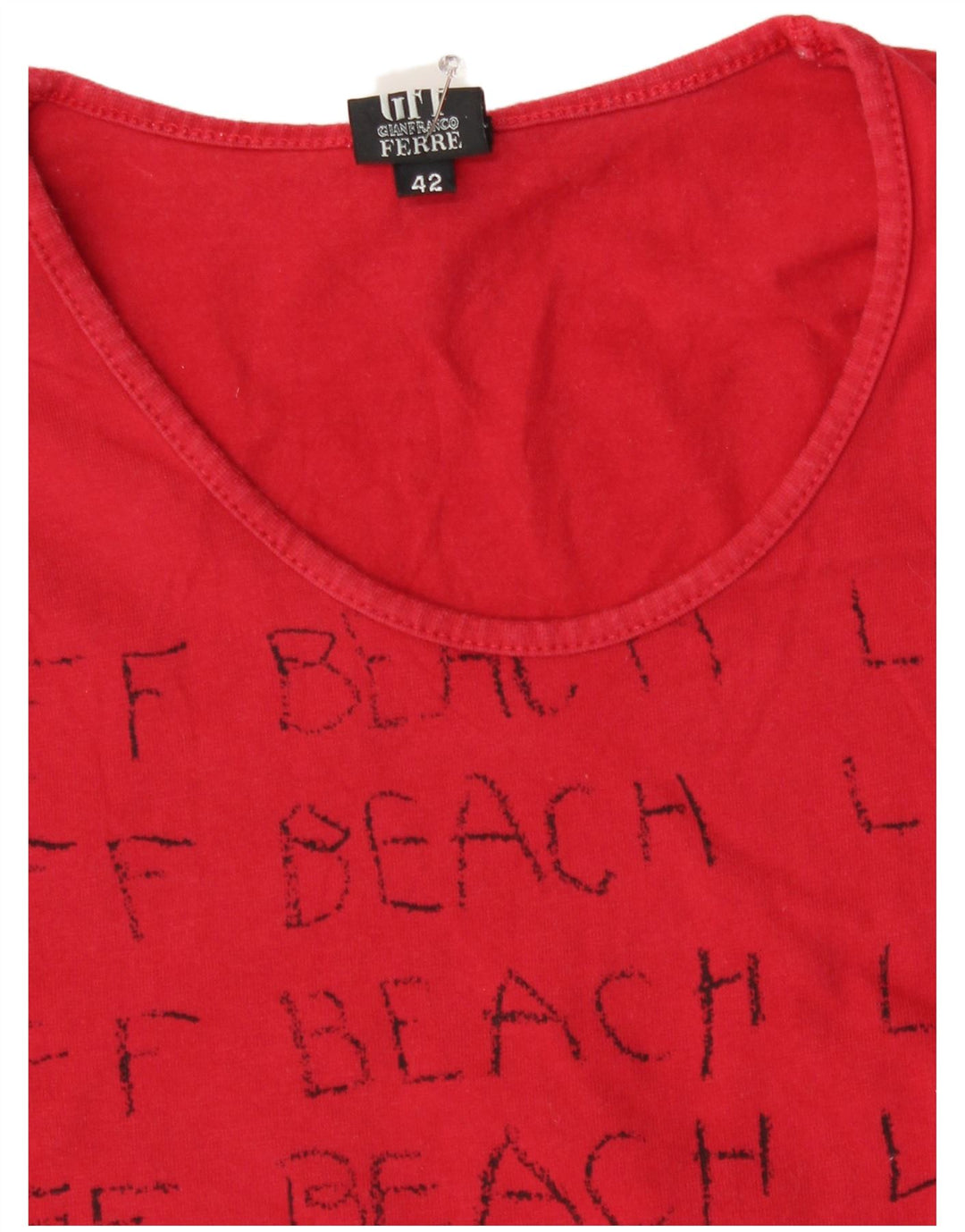 Gianfranco Ferre Γυναικείο T-Shirt Crop Graphic Top IT 42 Medium Red