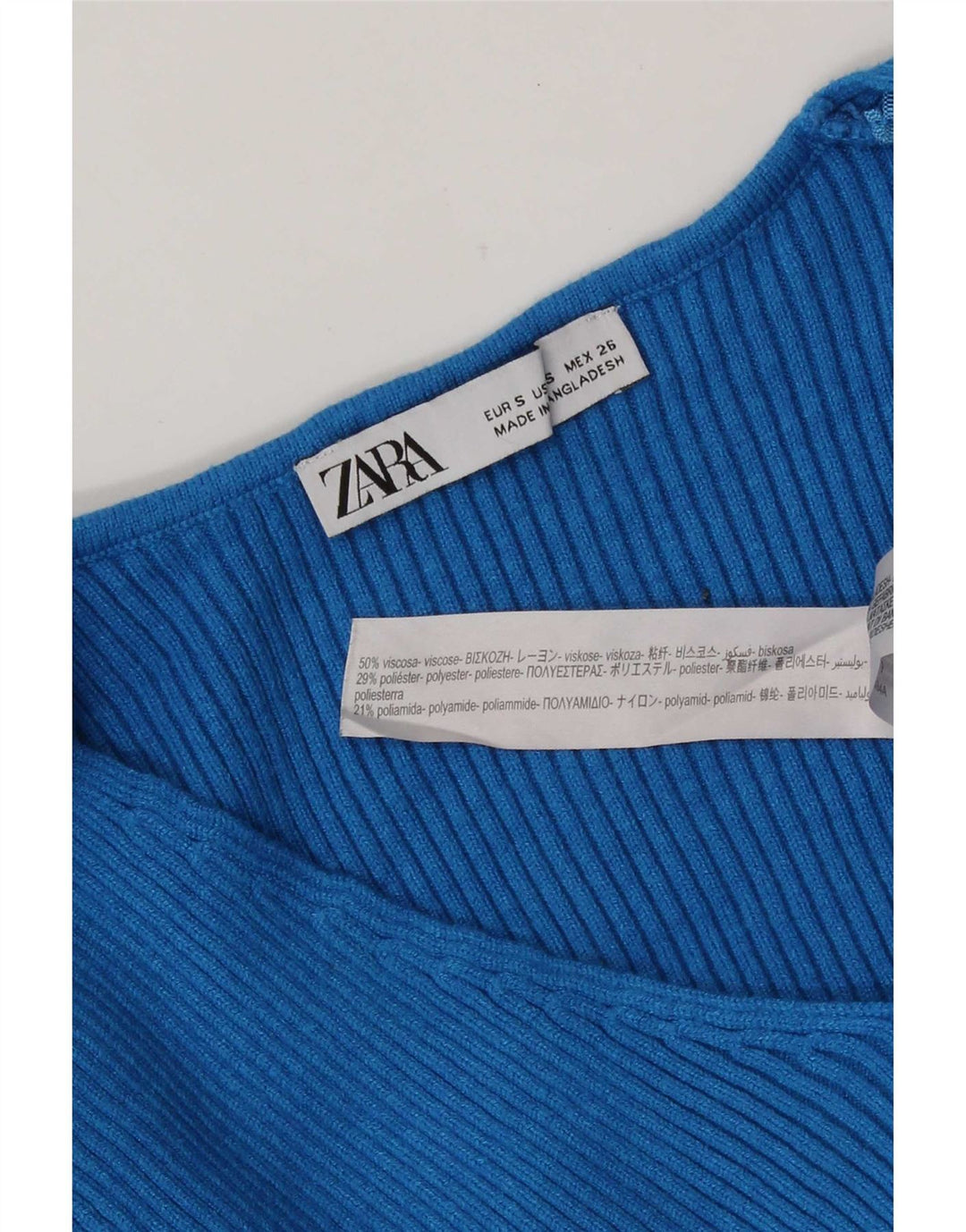 Zara Γυναικείο μακρυμάνικο τοπ UK 10 Small Blue Viscose