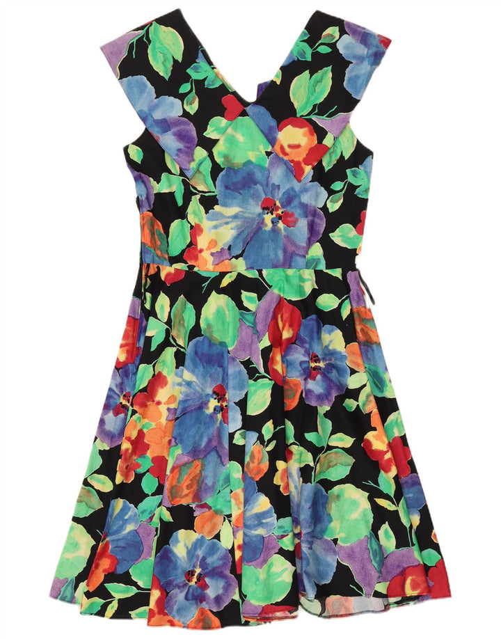 VINTAGE Womens Sleeveless A-Line Dress EU 40 Medium Multicoloured Floral