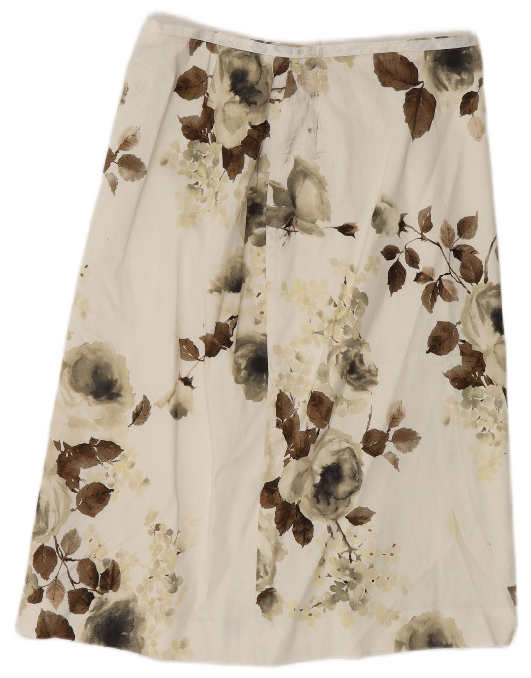 COAST Γυναικεία φούστα Α-γραμμής UK 10 Small W28 Λευκό φλοράλ βαμβακερό