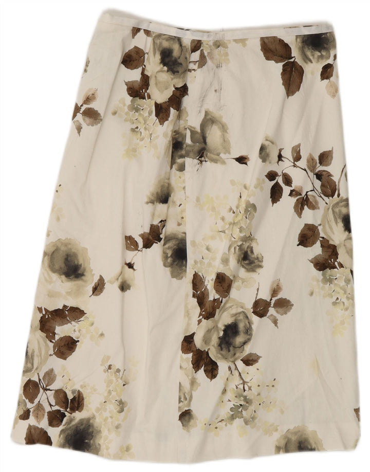 COAST Γυναικεία φούστα Α-γραμμής UK 10 Small W28 Λευκό φλοράλ βαμβακερό