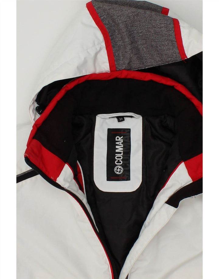 COLMAR Womens Hooded Windbreaker Jacket IT 34 2XS White Colourblock Vintage Colmar and Second-Hand Colmar from Messina Hembry 