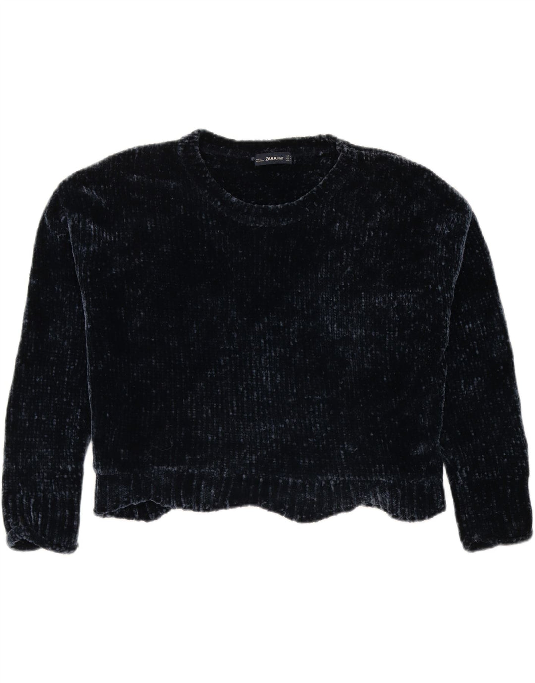 ZARA Womens Oversized Crew Neck Jumper Sweater UK 14 Medium Navy Blue Vintage Zara and Second-Hand Zara from Messina Hembry 