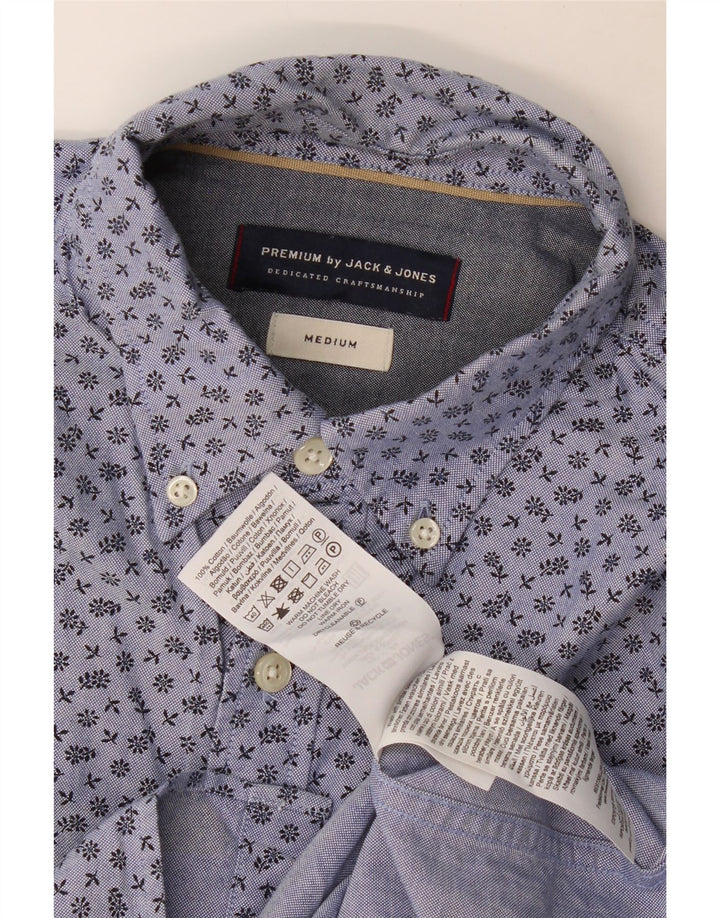 Ανδρικό πουκάμισο Jack & Jones, μεσαίο μπλε φλοράλ βαμβακερό