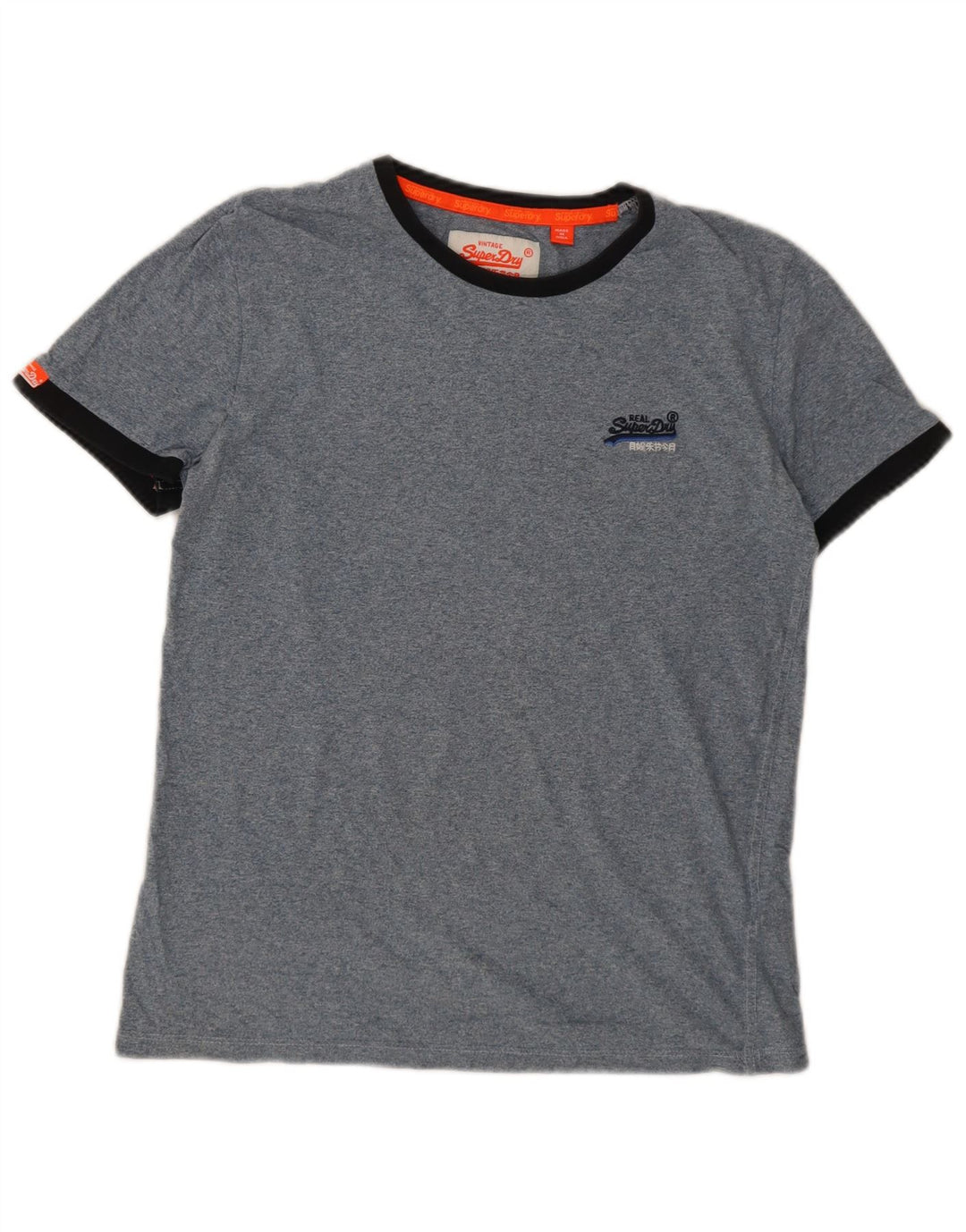 Ανδρικό T-Shirt Superdry Top Βαμβακερό μεσαίο μπλε φλοκωμένο
