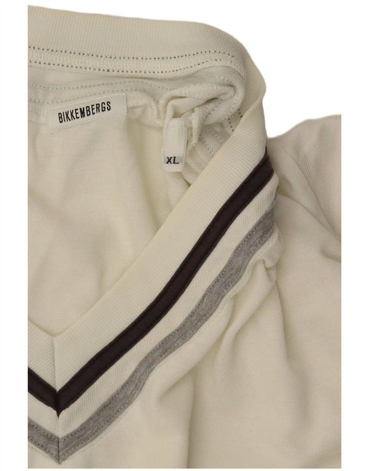 Ανδρικό T-Shirt Bikkembergs Top XL Λευκό ριγέ