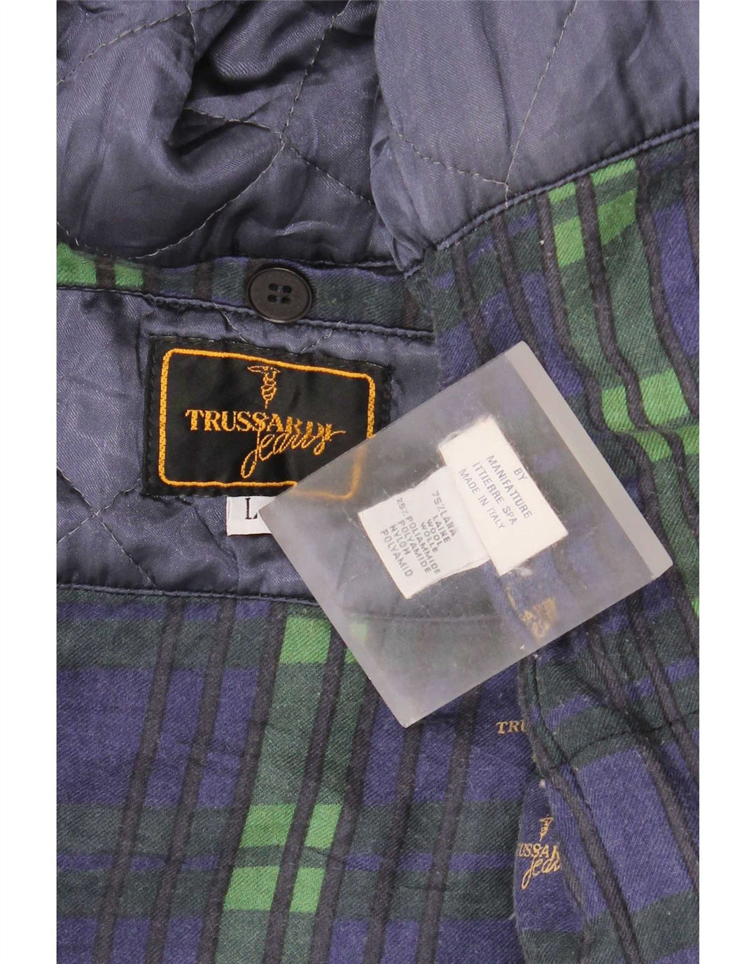 Trussardi Jeans Ανδρικό Πανωφόρι UK 40 Large Navy Blue Wool Classic