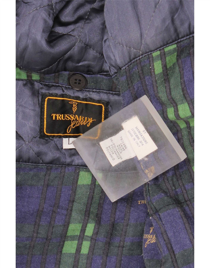 Trussardi Jeans Ανδρικό Πανωφόρι UK 40 Large Navy Blue Wool Classic