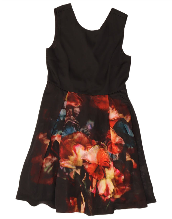Ted Baker Γυναικείο Αμάνικο Φόρεμα Α-γραμμής Νούμερο 3 Μεσαίο Μαύρο Φλοράλ