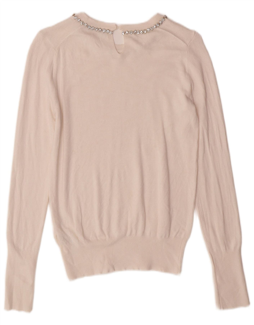 Zara Γυναικείο πουλόβερ με λαιμόκαυστο UK 10 Small Off White Viscose