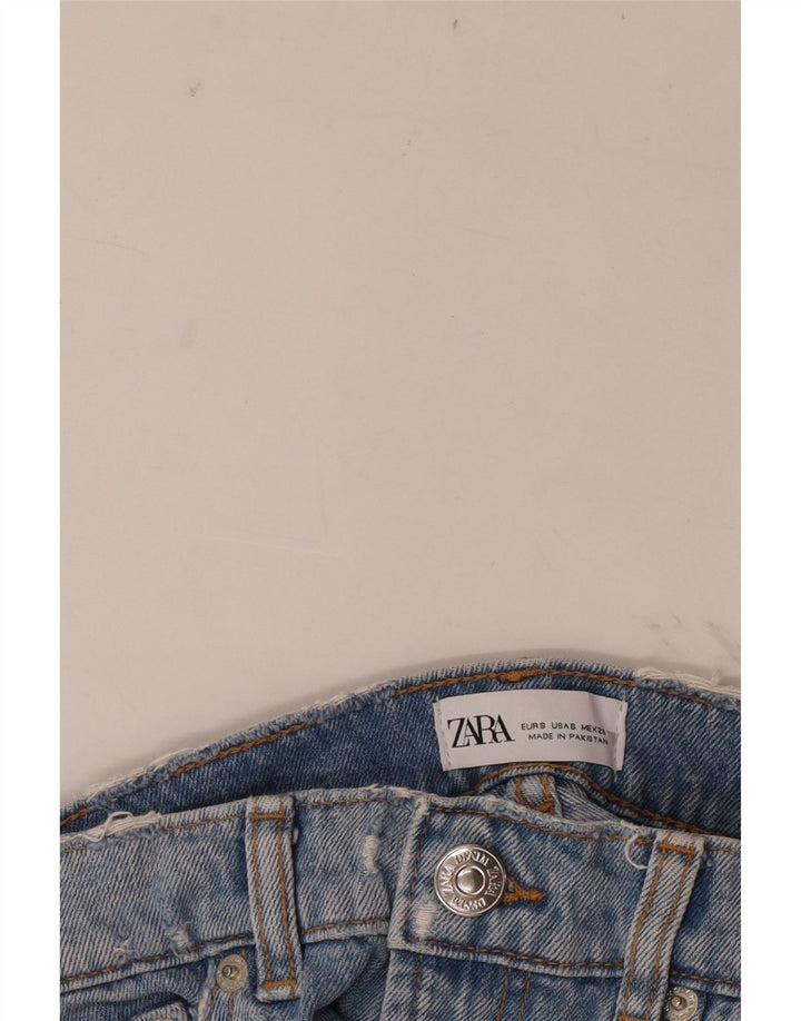Zara Γυναικείο τζιν σορτς ταλαιπωρημένο μικρό W26 μπλε