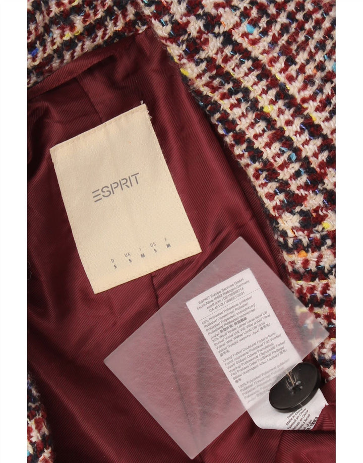 Esprit Γυναικείο παλτό με διπλό στήθος UK 10 Small Burgundy Polyester