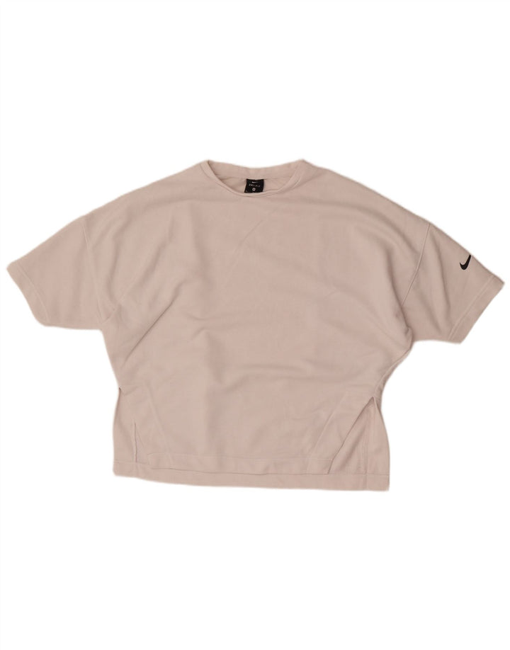 Γυναικείο μπλουζάκι Nike Dri Fit μεγάλου μεγέθους τοπ UK 14 μεσαίο λευκό βαμβακερό