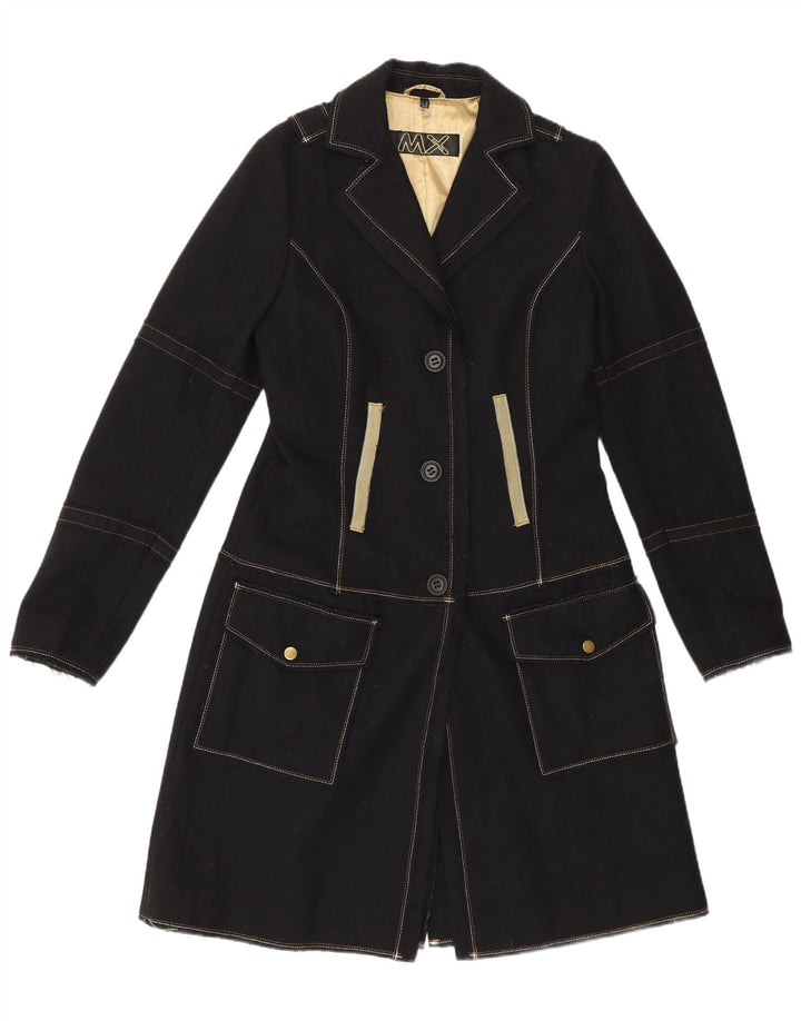 Vintage Γυναικείο Στρατιωτικό Παλτό UK 10 Small Black Wool Classic
