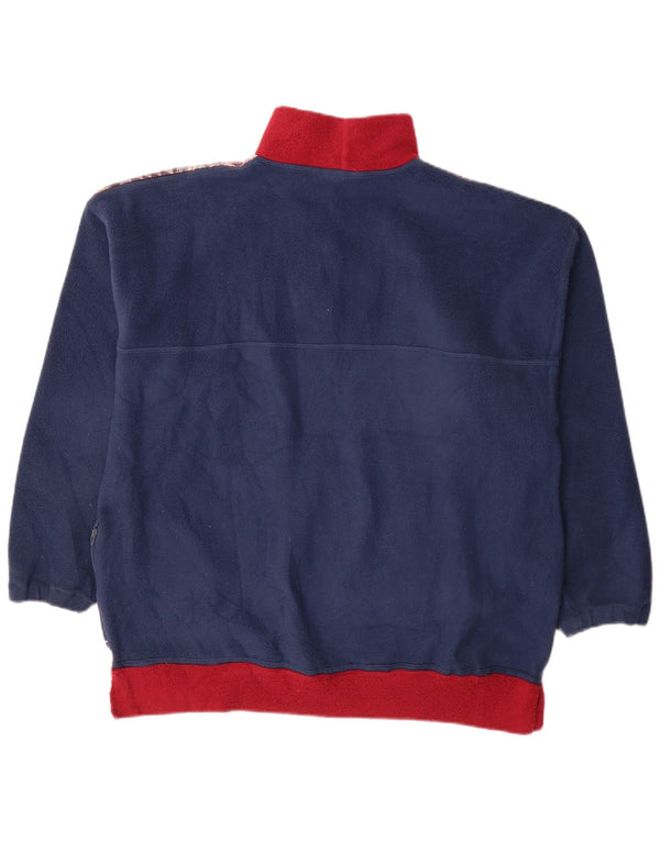 Vintage γυναικείο μπλουζάκι με κουμπιά Fleece UK 20 2XL Navy Blue Paisley Retro