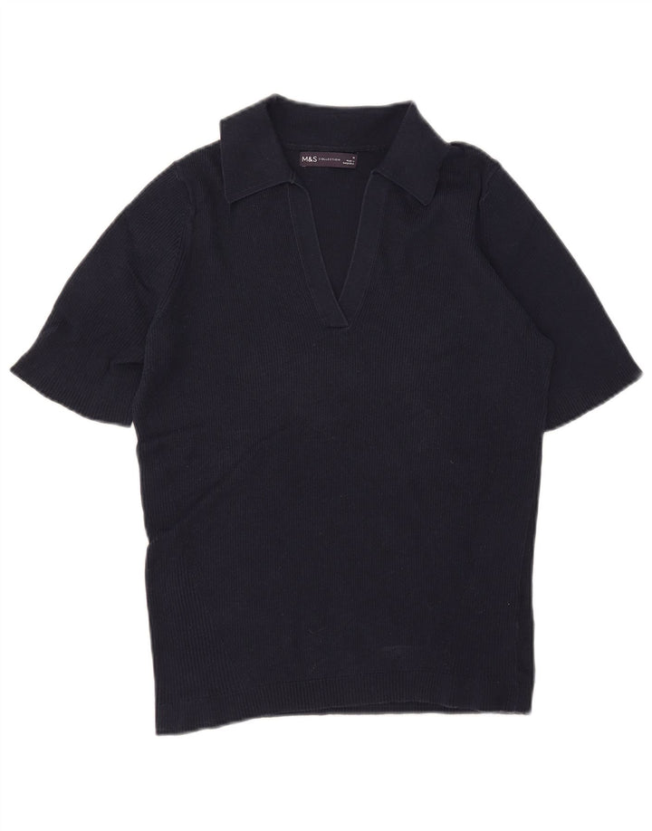 Marks & Spencer Γυναικείο πουκάμισο πόλο UK 12 Medium Navy Blue βαμβακερό